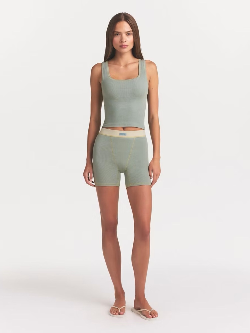 SKIMS Cotton Rib Tank in Mineral